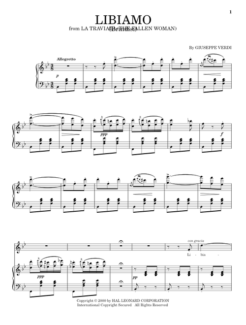 Libiamo (Brindisi) - Giuseppe Verdi (Piano Vocal)