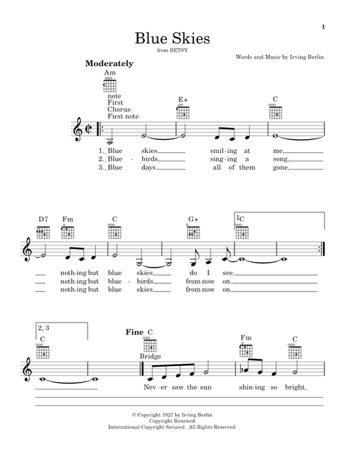 Blue Skies - Irving Berlin (Ukulele)