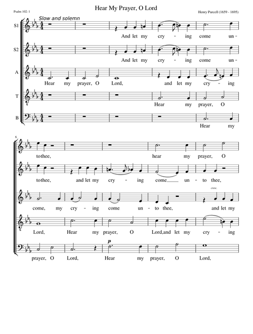 Hear My Prayer, Oh Lord – Henry Purcell