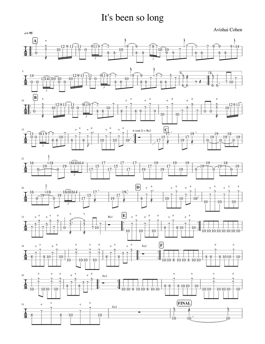 It's been so long Sheet Music and Tab for Bass