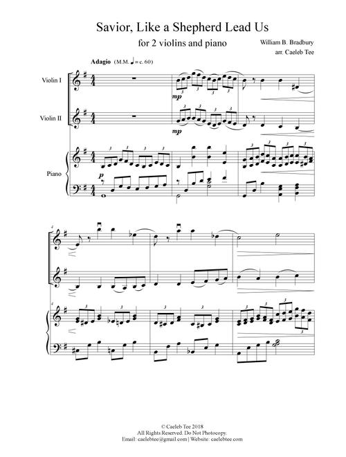 Savior, Like a Shepherd Lead Us (Arr. Caeleb Tee) - William Bradbury (Instrumental Duet and Piano)