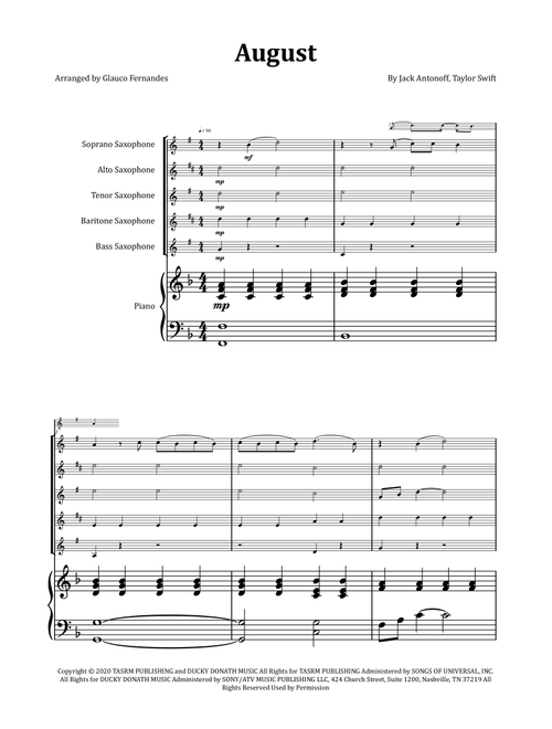 August (Arr. Glauco Fernandes) - Taylor Swift (Woodwind Ensemble)