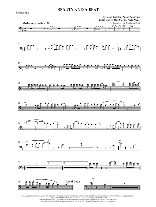 Beauty And A Beat (Arr. Matheus Felix) - Justin Bieber (Trombone Solo)