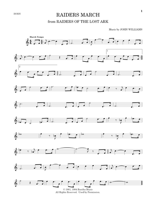 Raiders March (from Raiders Of The Lost Ark) - John Williams (French Horn Solo)