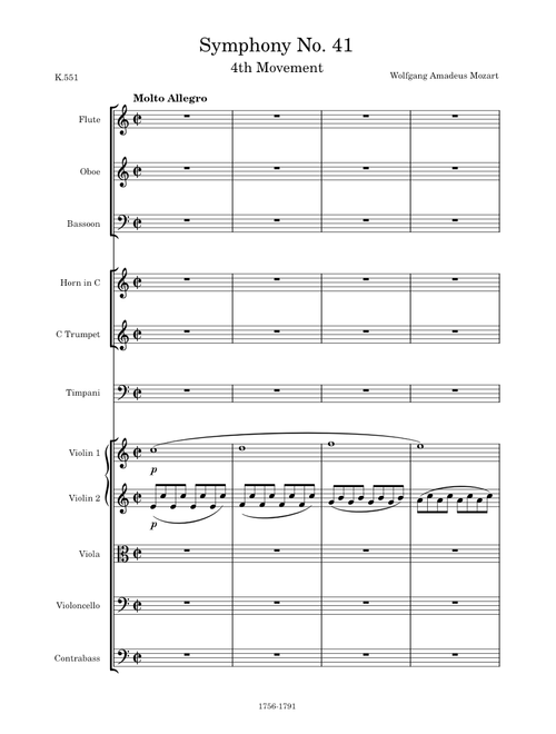 Symphony No. 41 in C Major "Jupiter", K.551, 4th Movement (Molto Allegro) – Wolfgang Amadeus Mozart