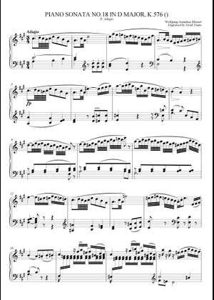 Mozart - Piano Sonata No.18 in D major, K.576 Sheet Music for