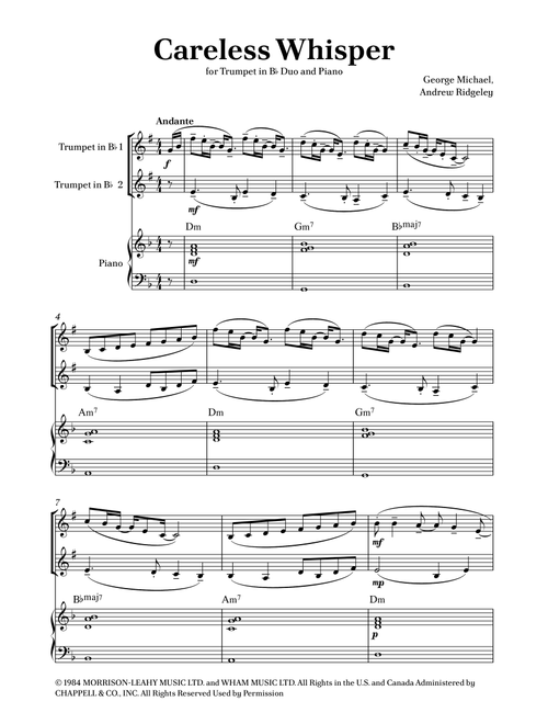Careless Whisper (Arr. Caio Costa) - Seether (Instrumental Duet and Piano)