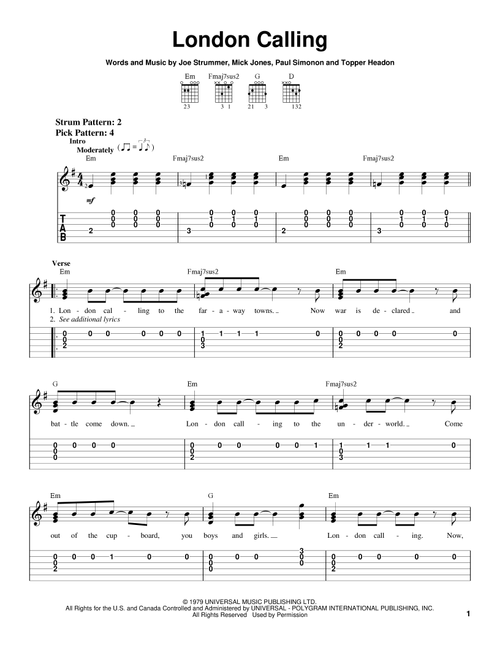 London Calling - The Clash (Easy Guitar with TAB)