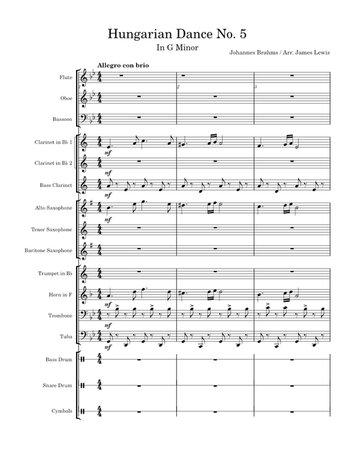 Hungarian Dance No. 5 – Johannes Brahms Hungarian Dance No. 5 in G Minor – Johannes Brahms (Concert Band Arrangement)