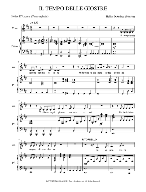 Il tempo delle giostre (Arr. Helios D'Andrea) - Benedetta Perrotti (Piano Vocal)