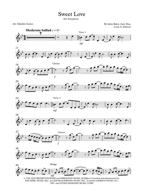 Sweet Love (Arr. Ednaldo Gomes) - Anita Baker (Alto Sax Solo)
