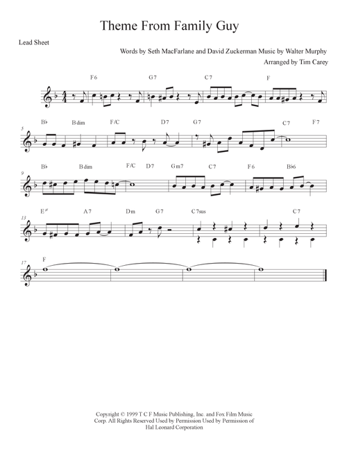 Theme From Family Guy (Arr. Tim Carey) - Walter Murphy (Large Ensemble)