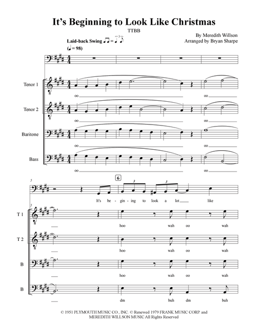 It's Beginning To Look Like Christmas (Arr. Bryan Sharpe) - Michael Buble (Choral, TTBB)