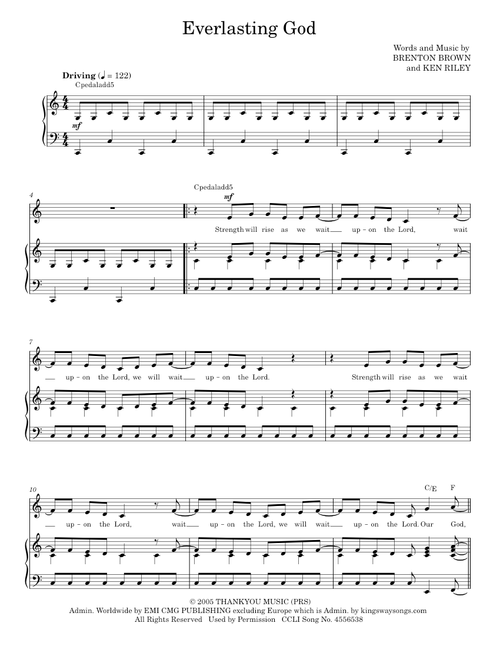 Everlasting God - Brenton Brown, Chris Tomlin, Lincoln Brewster (Piano-Vocal-Guitar)