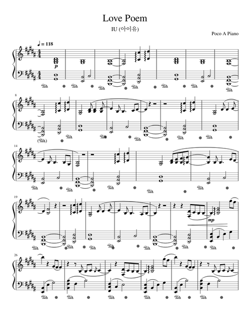 Love Poem – IU Sheet Music | Poco A Piano