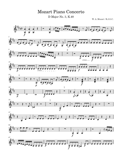 Piano Concerto no. 3 in D K 40 – Wolfgang Amadeus Mozart