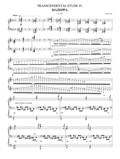 Liszt - 12 Transcendental Etudes (S. 139) sheet music by