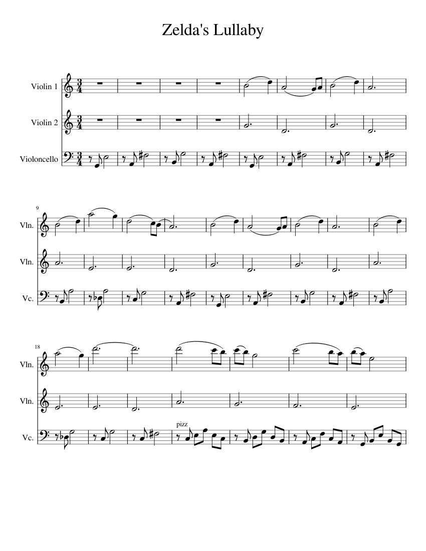 Zelda s Lullaby Sheet Music for Violin, Cello (Mixed Trio) | MuseScore.com
