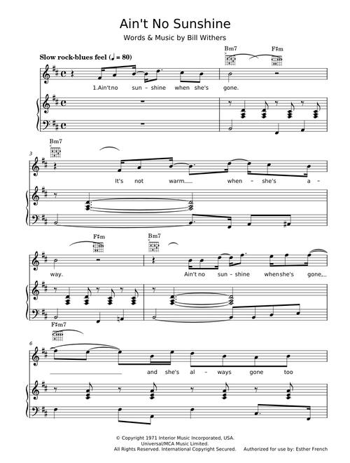 Ain't No Sunshine - Bill Withers