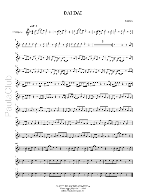 Dai Dai (Arr. PautaClub) - Shakira & Burna Boy (Trumpet Solo)