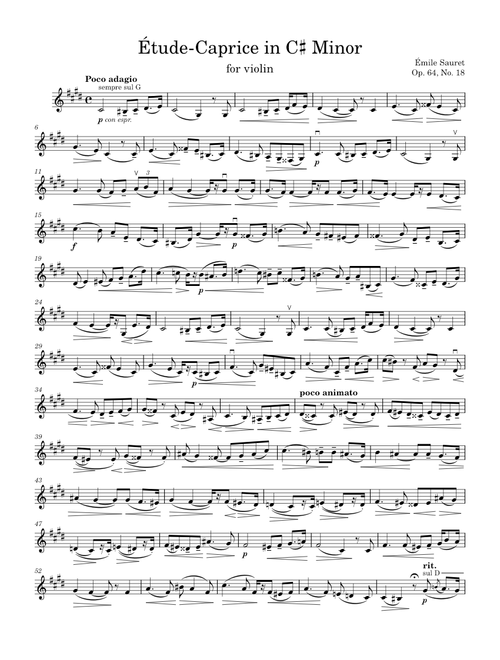 Étude-Caprice in C-Sharp Minor - É. Sauret, Op. 64, No. 18