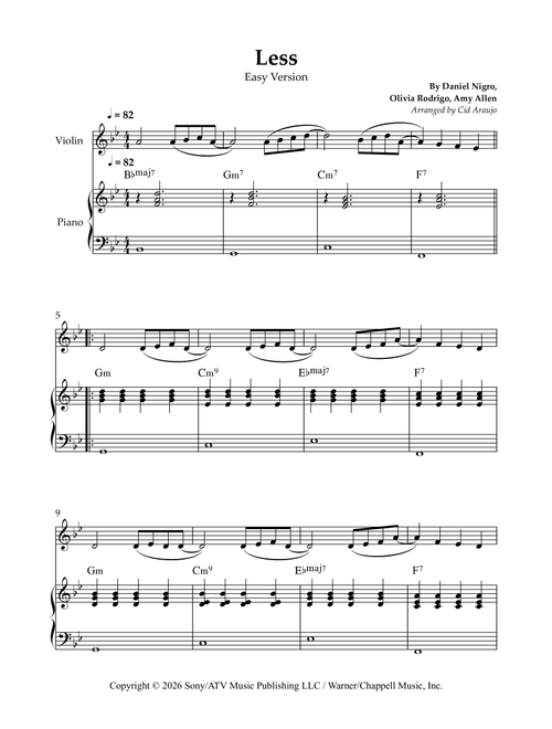Less (Arr. Cid Araujo) - Olivia Rodrigo (Violin and Piano)