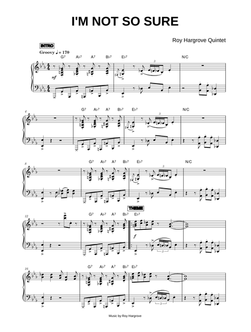 I’m Not So Sure - Roy Hargrove Quintet (Piano)