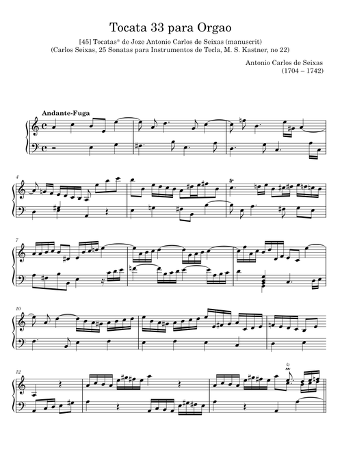 Tocata 33 para Orgão - Antonio Carlos de Seixas