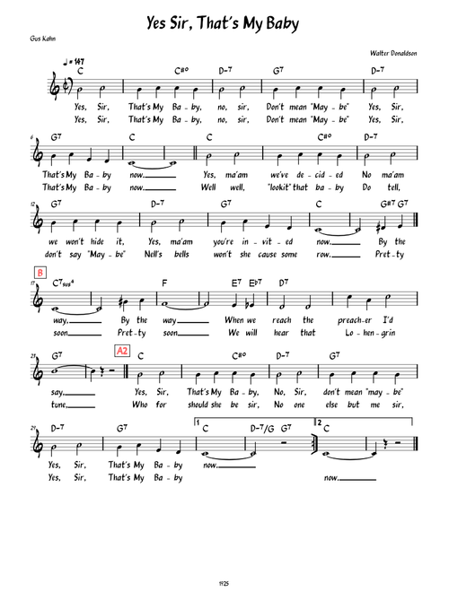 Yes Sir, That's My Baby (Lead sheet with lyrics )