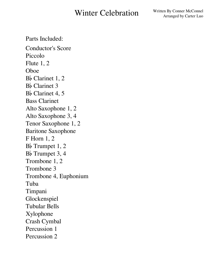 Winter Celebration - For Concert Band Sheet Music for Trombone ...