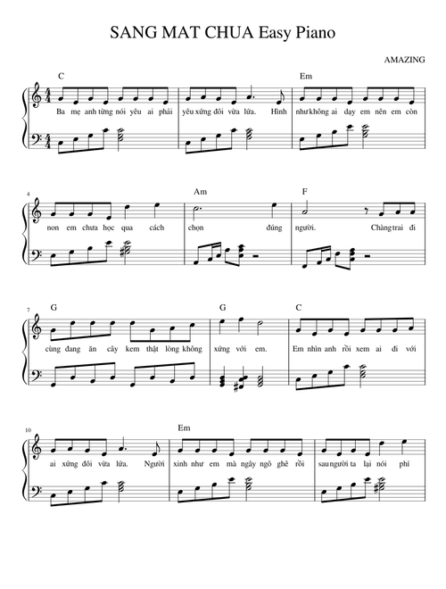 SÁNG MẮT CHƯA (Đệm piano đơn giản)