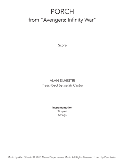 Porch (Arr. Isaiah Castro) - Alan Silvestri (Chamber Orchestra)