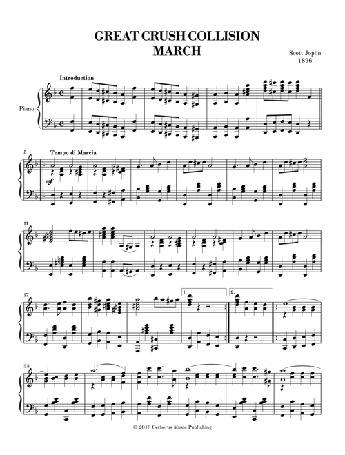 Great Crush Collision March - Joplin (Arr. Theoria Music) - Scott Joplin (Piano Solo)