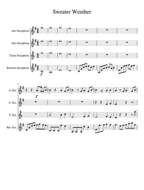Sweater Weather (Sax Quartet)
