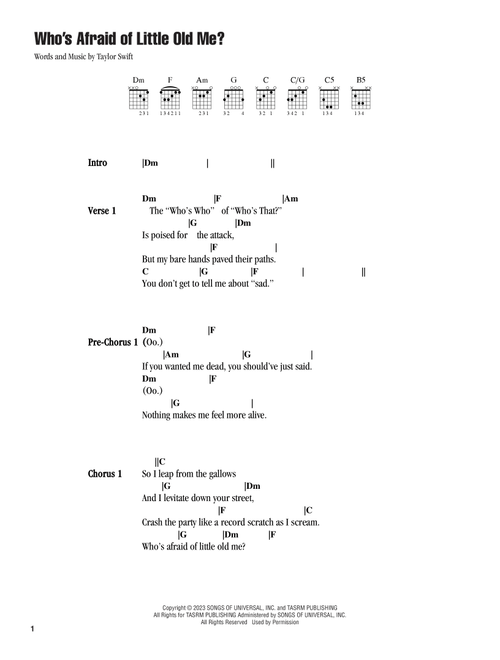 Who's Afraid of Little Old Me? - Taylor Swift (Guitar Chords-Lyrics)