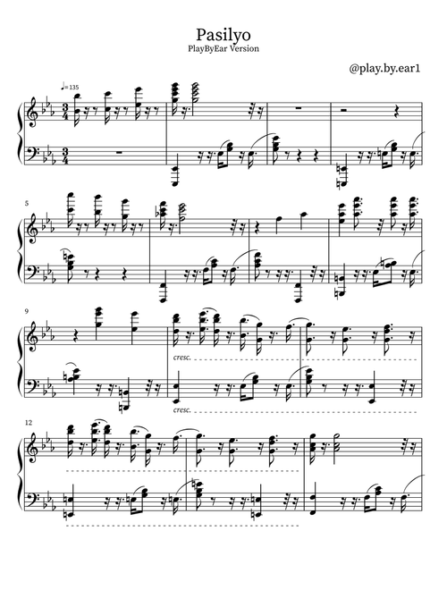 Pasilyo (Arr. PlayByEar) - Sunkissed Lola (Easy Piano)