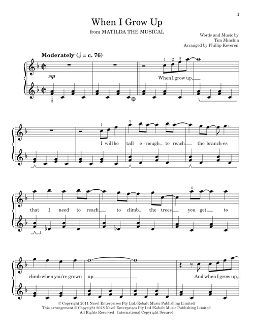 When I Grow Up (from Matilda The Musical) (arr. Phillip Keveren) - Tim Minchin (Educational Piano)