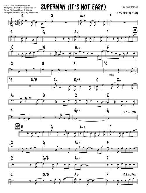 Superman (it's Not Easy) (Arr. Joseph Hasper) - Five For Fighting (Lead Sheet - Fake Book)