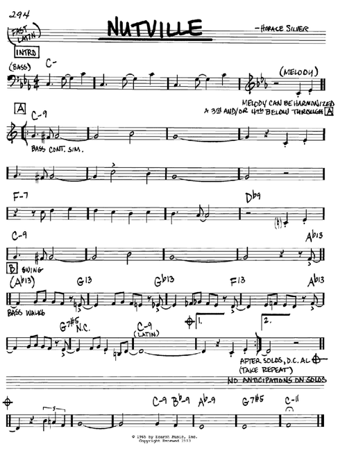 Nutville - Horace Silver (Real Book - Melody-Chords)