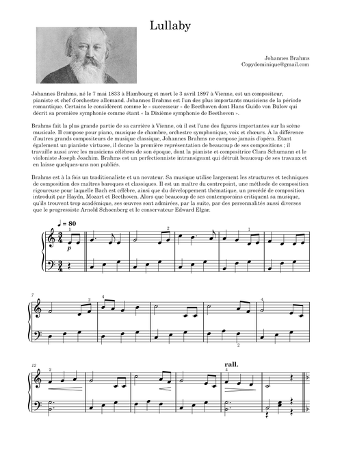 Lullaby – Johannes Brahms
