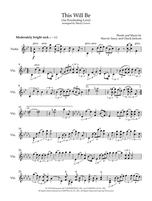 This Will Be (An Everlasting Love) (Arr. Sherry Lewis) - Natalie Cole (Violin Solo)