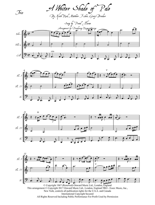 A Whiter Shade Of Pale (Arr. Dandenong Ranges Strings) - Procol Harum (String Ensemble)