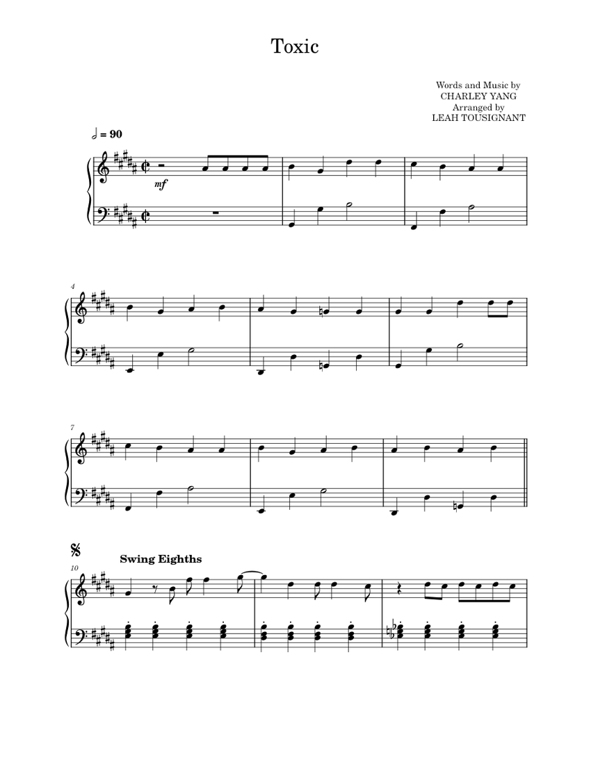Toxic BoyWithUke Sheet music for Piano (Solo)