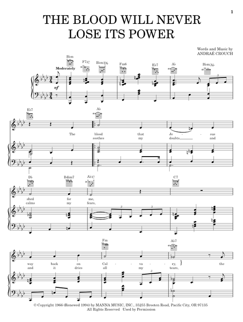 The Blood Will Never Lose Its Power - Andraé Crouch (Piano-Vocal-Guitar)