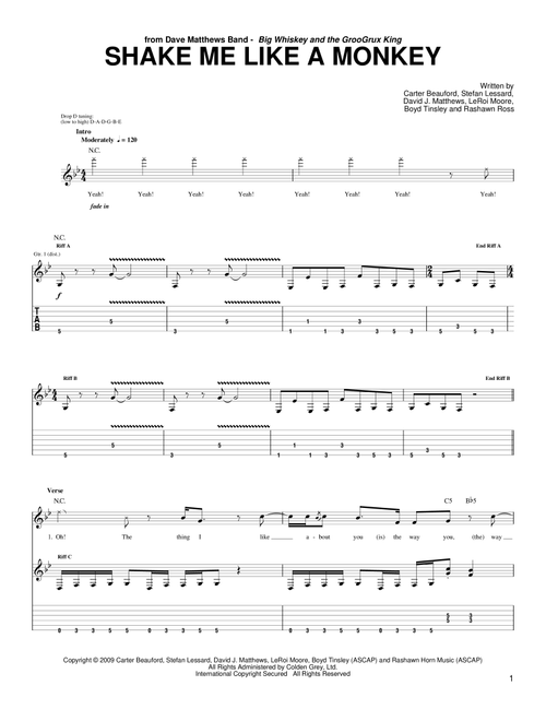 Shake Me Like A Monkey - Dave Matthews Band (Guitar Tab)