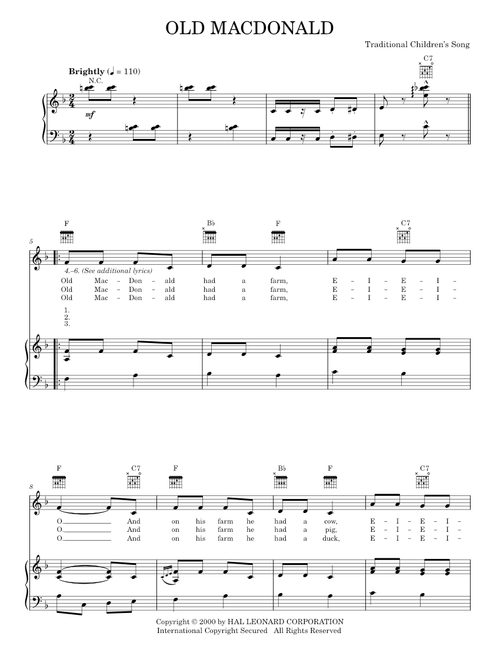 Old MacDonald - traditional Hindi (Piano-Vocal-Guitar)