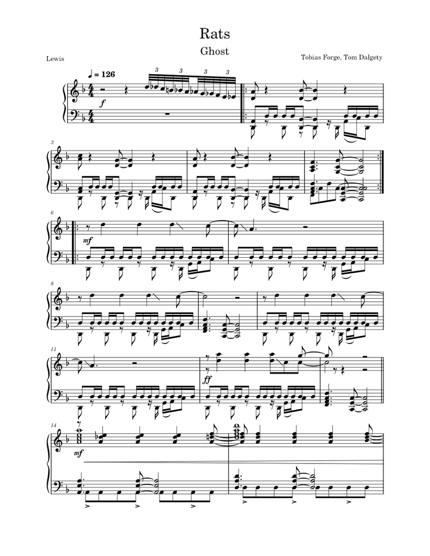 Rats – Ghost Sheet music for Piano (Solo) | Musescore.com