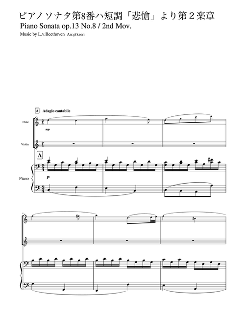 Piano Sonata No. 8 2nd Movement (Arr. pfkaori) - L.v.Beethoven (String Ensemble)