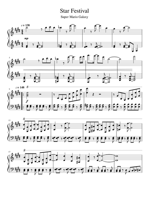Super Mario Galaxy - Star Festival (Piano)