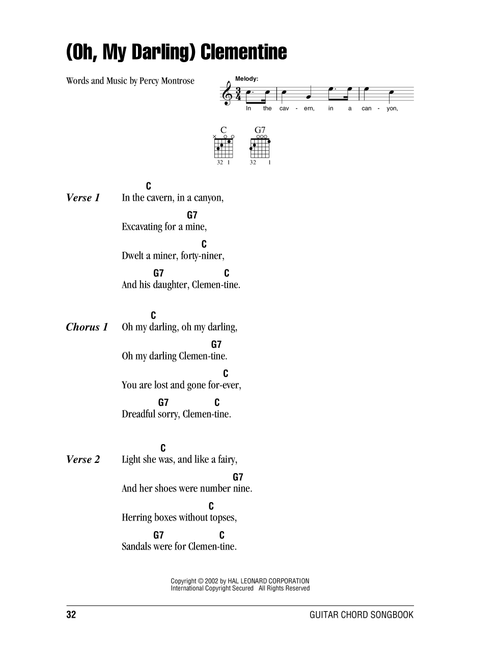 (Oh, My Darling) Clementine - Percy Montrose (Guitar Chords-Lyrics)